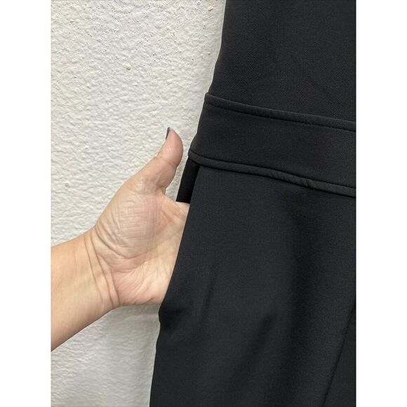 Lane Bryant Jumpsuit 18 Black Wide Leg V Neck Sleeveless Pockets Velvet Tie Zip - Picture 4 of 9